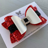 Santa Bow (Charlotte) - Glitter Red Black & White