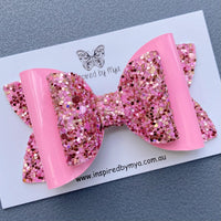 Charlotte Bow - Pink & Rose Gold Mix Glitter