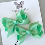 Boutique Bow Piggy Pair - Light Green