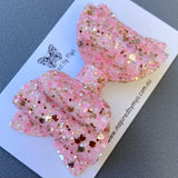 Charlotte Bow - Pastel Pink & Rose Gold Glitter