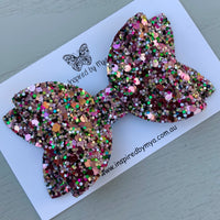 Alani Bow - Dusty Pink Rainbow Mix Glitter