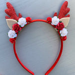 Christmas Floral Reindeer Headband