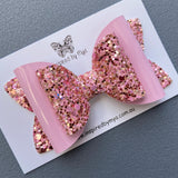 Charlotte Bow - Pastel Pink & Rose Gold Mix Glitter