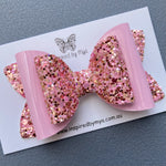 Charlotte Bow - Pastel Pink & Rose Gold Mix Glitter
