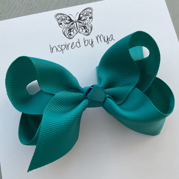 4 Inch Boutique Bow Clip - Teal Green