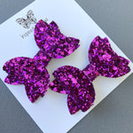 Small Mariah Piggy Clip Pair - Glam Magenta Glitter