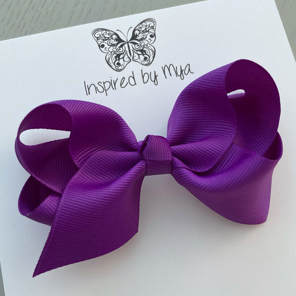 4 Inch Boutique Bow Clip - Hot Purple