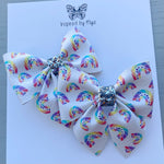 Small Everly Bow Piggy Pair Clips - Rainbows