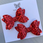Small Mariah Piggy Clip Pair - Red Glitter