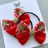 Elastic Bow Piggy Pair - Christmas