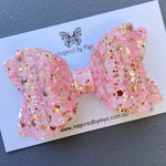 Charlotte Bow - Pastel Pink & Rose Gold Glitter