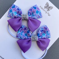 Elastic Bow Piggy Pair - Mermaid