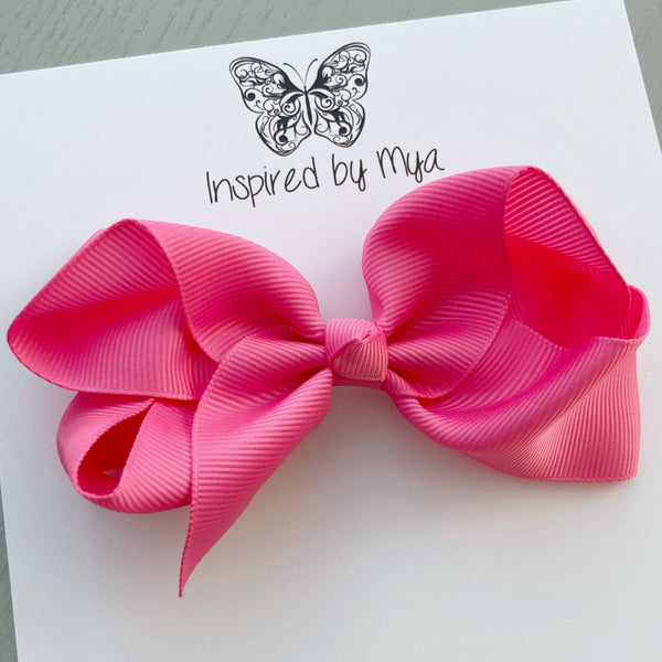 4 Inch Boutique Bow Clip - Bright Pink