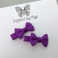 Tiny Bow Clip Piggy Pair - Dark Purple