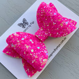 Alani Bow - Neon Hot Pink Glitter