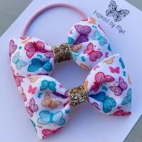 Elastic Bow Piggy Pair - Butterflies