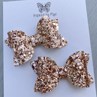 Small Alani Piggy Clip Pair - Rose Gold Glitter