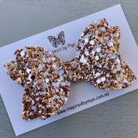 Alani Bow - Rose Gold & White Glitter