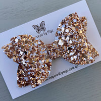 Alani Bow - Rose Gold & White Glitter