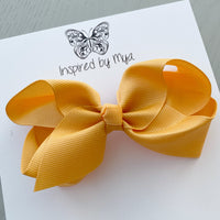 4 Inch Boutique Bow Clip - Mustard Yellow