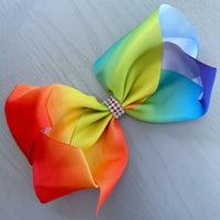 8 Inch Large Boutique Bow Clip - Rainbow (Colour Position Varies)