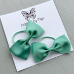 Elastic Bow Piggy Pair - Dusty Green