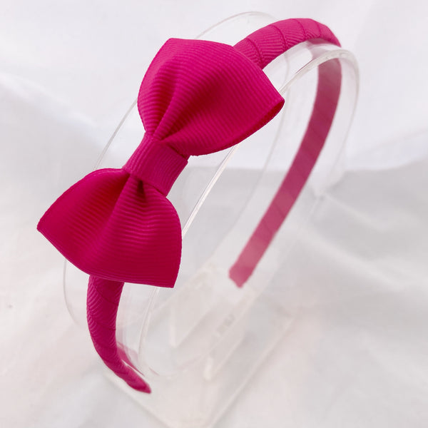 Solid Headband & Bow - Hot Magenta Pink