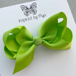 4 Inch Boutique Bow Clip - Lime Green