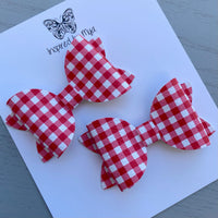 Small Mariah Piggy Clip Pair - Red & White Gingham