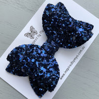 Alani Bow - Navy Blue Glam Glitter