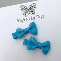 Tiny Bow Clip Piggy Pair - Blue