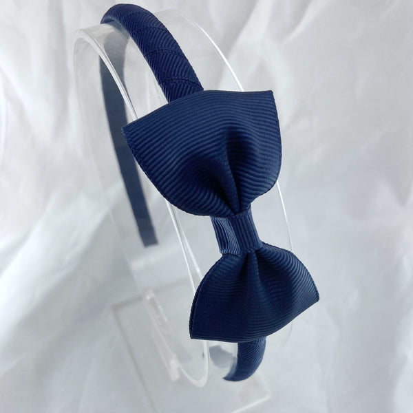 Solid Headband & Bow - Navy Blue