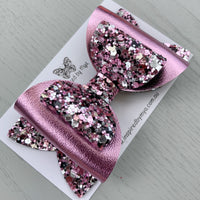 Large Charlotte Bow - Pink, Silver & Black