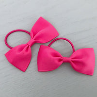 Elastic Bow Piggy Pair - Hot Pink