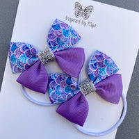 Elastic Bow Piggy Pair - Mermaid