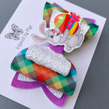 Large Charlotte Bow - Rainbow Bunny