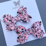 Small Mariah Piggy Clip Pair - Pink Black White Mix Glitter