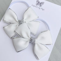 Elastic Bow Piggy Pair - White