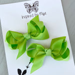 Boutique Bow Piggy Pair - Lime Green