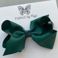 4 Inch Boutique Bow Clip - Dark Green
