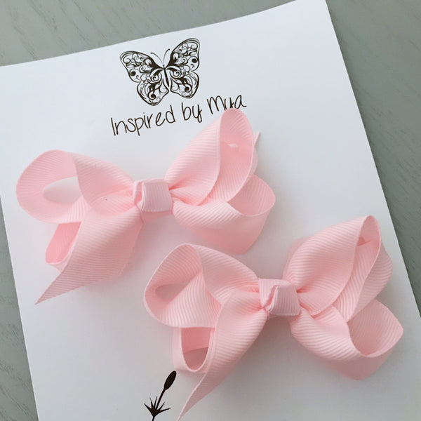 Boutique Bow Piggy Pair - Pastel Pink