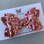 Alani Bow - Pink & Gold Glitter