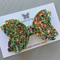 Alani Bow - Rainbow Green Glitter