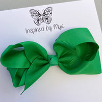 4 Inch Boutique Bow Clip - Green