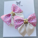 Small Everly Bow Piggy Pair Clips - Floral