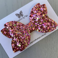 Alani Bow - Pink & Gold Glitter