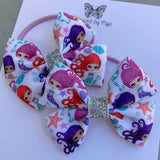 Elastic Bow Piggy Pair - Mermaids